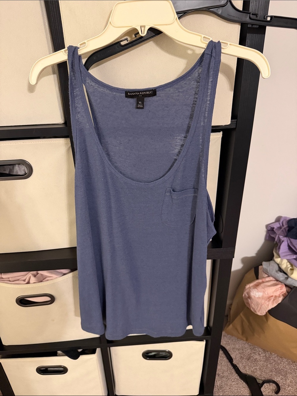 Banana Republic Slate Blue Scoop Pocket Tank Top